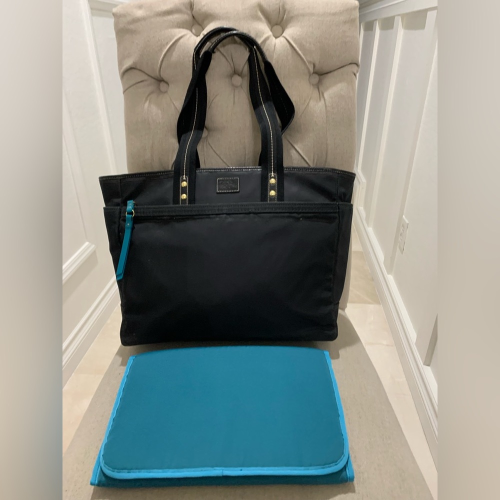 COACH Black Turquoise Nylon Diaper Bag